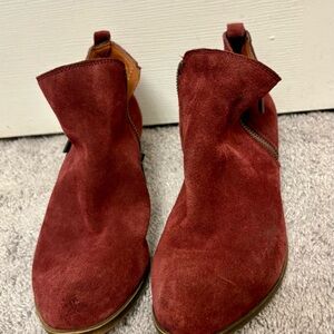 Lucky Brand Red Suede Ankle Booties